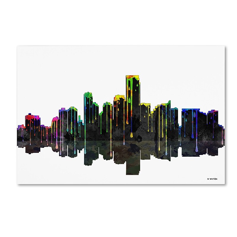 Trademark Fine Art ''Jersey City New Jersey Skyline'' by Marlene Watson 30" x 47" Canvas Art (MW0052-C3047GG) image 1