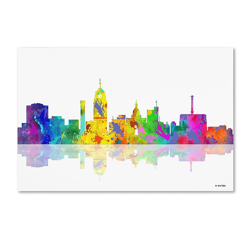 Trademark Fine Art ''Lansing Michican Skylines'' by Marlene Watson 30" x 47" Canvas Art (MW0053-C3047GG) image 1