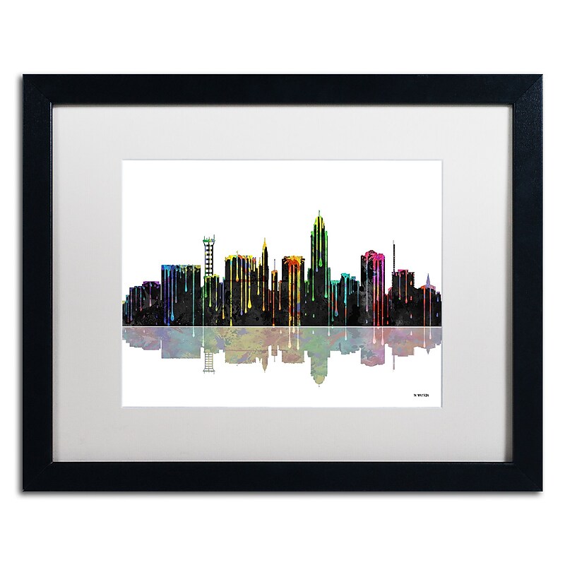 Trademark Fine Art ''Lincoln Nebraska Skyline'' by Marlene Watson 16" x 20" White Matted Black Frame (MW0055-B1620MF) image 1