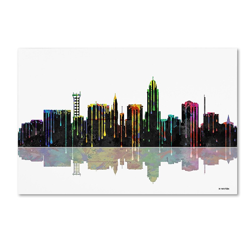 Trademark Fine Art ''Lincoln Nebraska Skyline'' by Marlene Watson 12" x 19" Canvas Art (MW0055-C1219GG) image 1