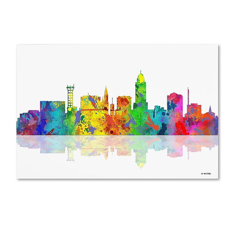 Trademark Fine Art ''Lincoln Nebraska Skyline'' by Marlene Watson 22" x 32" Canvas Art (MW0056-C2232GG) image 1