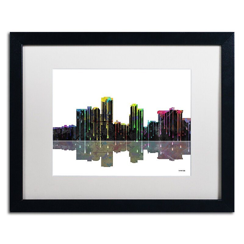Trademark Fine Art ''Little Rock Arkansas Skyline'' by Marlene Watson 16" x 20" White Matted Black Frame (MW0058-B1620MF) image 1