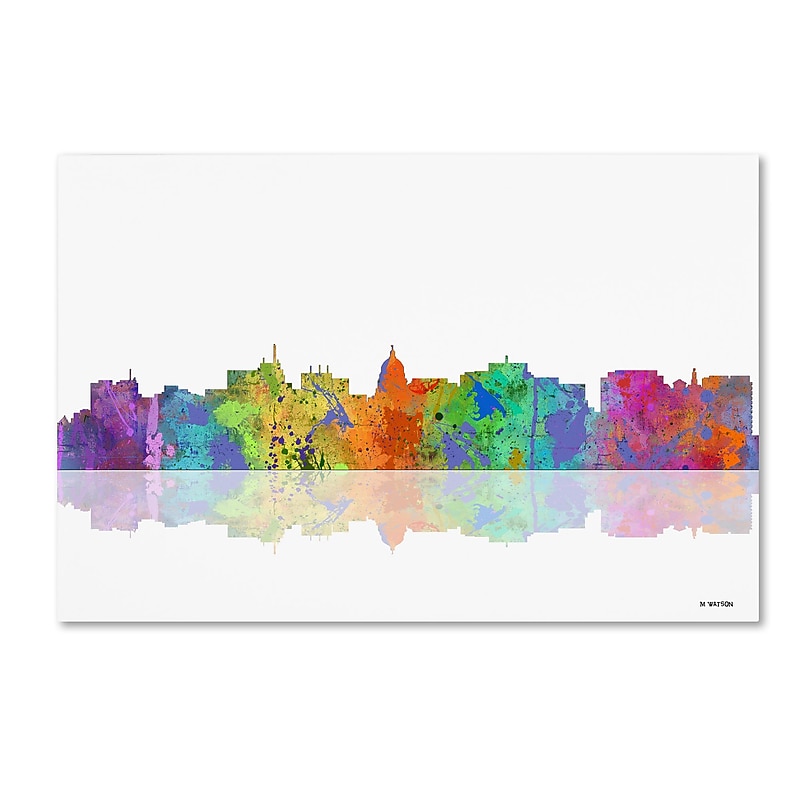 Trademark Fine Art ''Madison Wisconsin Skyline'' by Marlene Watson 12" x 19" Canvas Art (MW0059-C1219GG) image 1