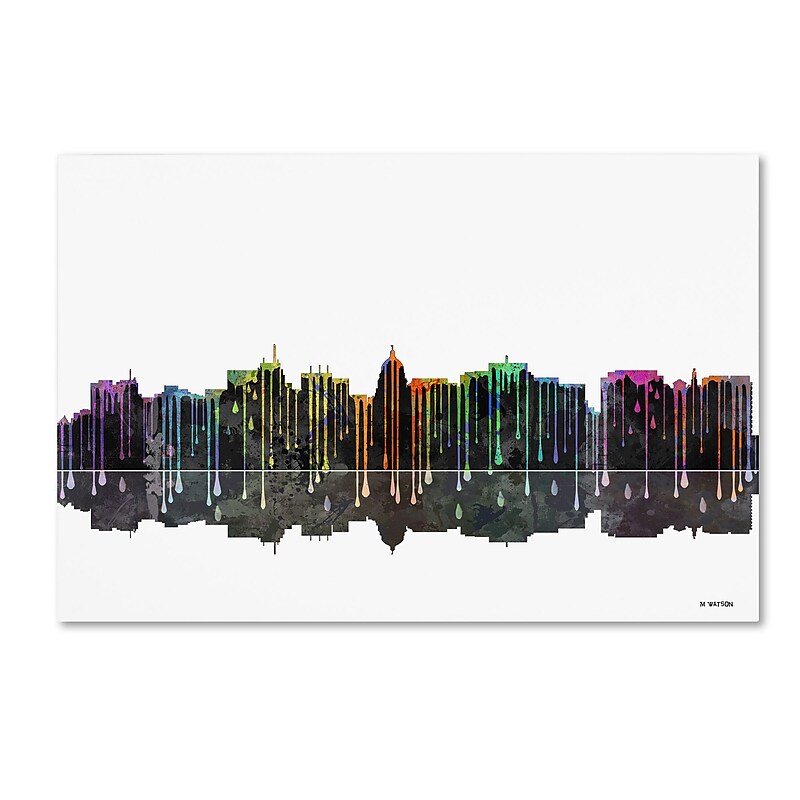 Trademark Fine Art ''Madison Wisconsin Skyline'' by Marlene Watson 16" x 24" Canvas Art (MW0060-C1624GG) image 1