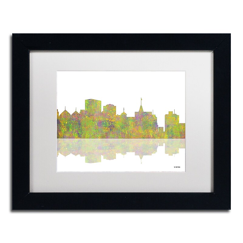 Trademark Fine Art ''Oakland California Skyline'' by Marlene Watson 11" x 14" White Matted Black Frame (MW0061-B1114MF) image 1