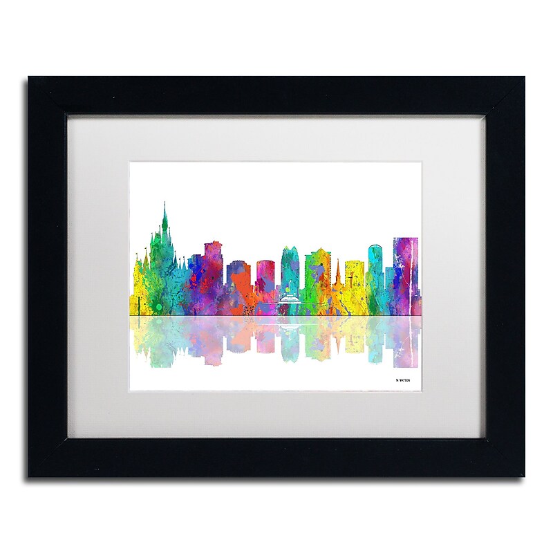 Trademark Fine Art ''Orlando Florida Skyline'' by Marlene Watson 11" x 14" White Matted Black Frame (MW0064-B1114MF) image 1