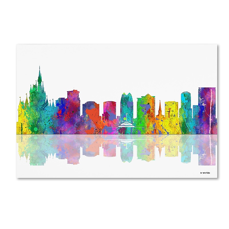 Trademark Fine Art ''Orlando Florida Skyline'' by Marlene Watson 12" x 19" Canvas Art (MW0064-C1219GG) image 1