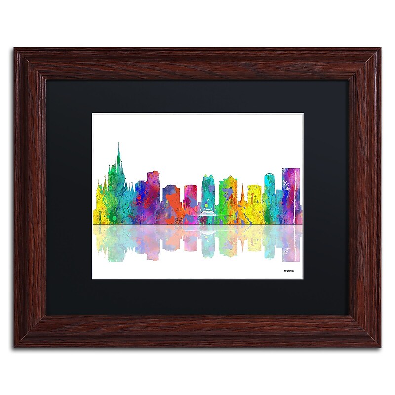 Trademark Fine Art ''Orlando Florida Skyline'' by Marlene Watson 11" x 14" Black Matted Wood Frame (MW0064-W1114BMF) image 1