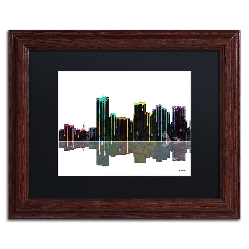 Trademark Fine Art ''Phoenix Arizona Skyline'' by Marlene Watson 11" x 14" Black Matted Wood Frame (MW0066-W1114BMF) image 1