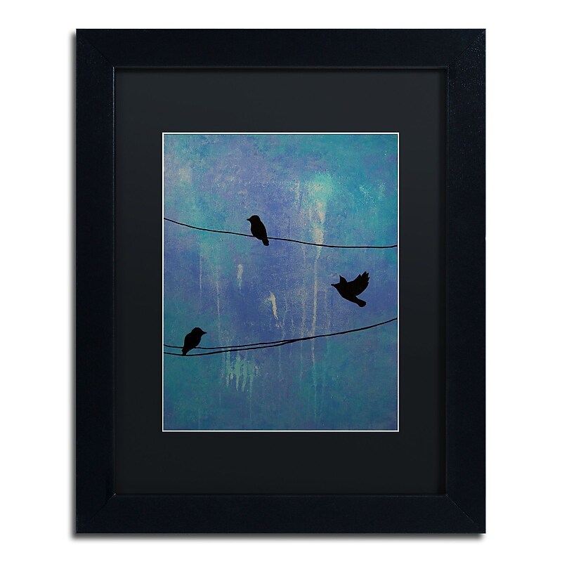 Trademark Fine Art ''Birds Arrival'' by Nicole Dietz 11" x 14" Black Matted Black Frame (ND089-B1114BMF) image 1