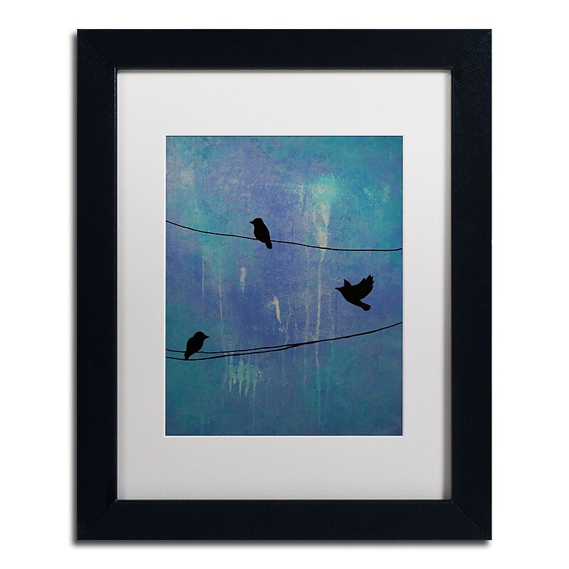 Trademark Fine Art ''Birds Arrival'' by Nicole Dietz 11" x 14" White Matted Black Frame (ND089-B1114MF) image 1