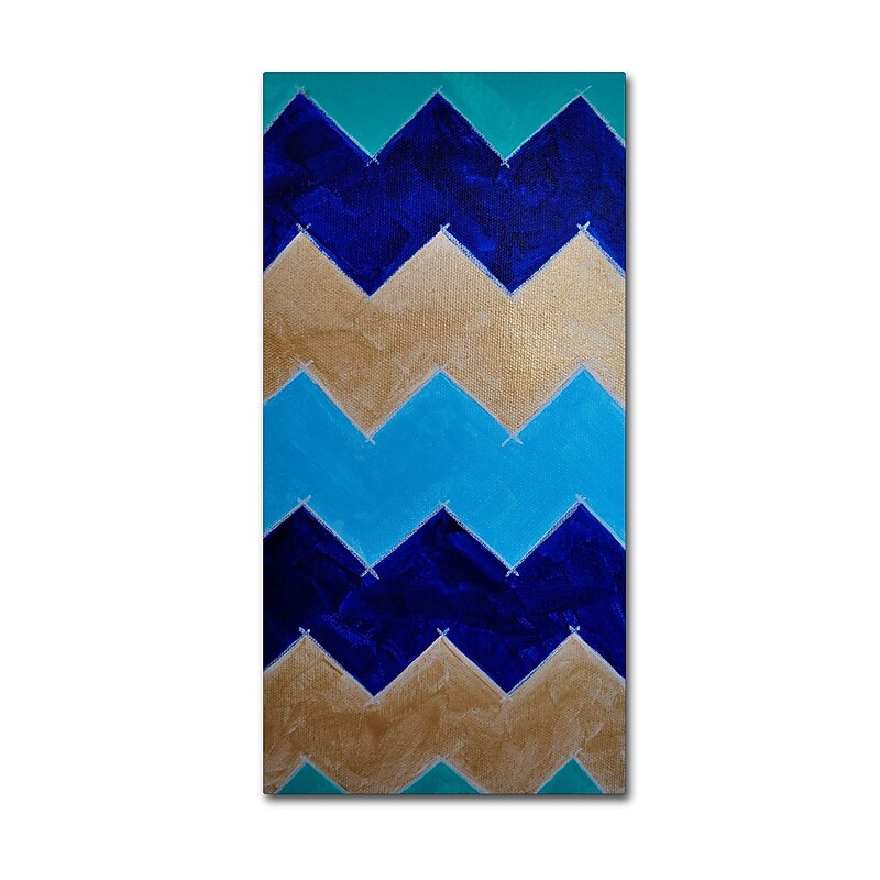 Trademark Fine Art ''Blue and Gold Chevron'' by Nicole Dietz 24" x 47" Canvas Art (ND090-C2447GG) image 1