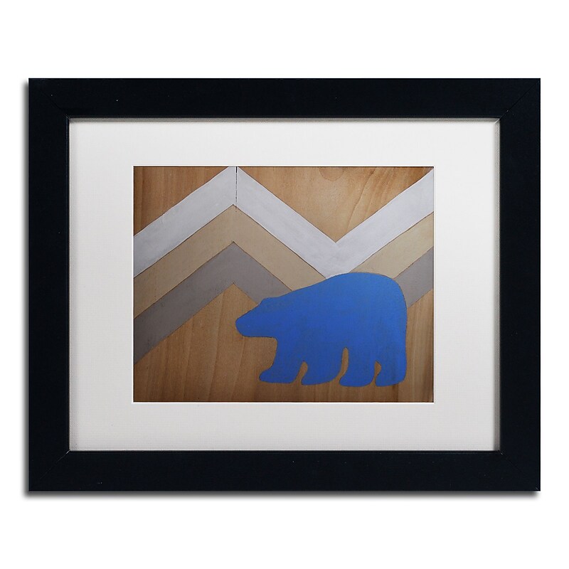 Trademark Fine Art ''Blue Polar Bear'' by Nicole Dietz 11" x 14" White Matted Black Frame (ND091-B1114MF) image 1