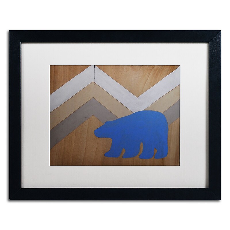Trademark Fine Art ''Blue Polar Bear'' by Nicole Dietz 16" x 20" White Matted Black Frame (ND091-B1620MF) image 1