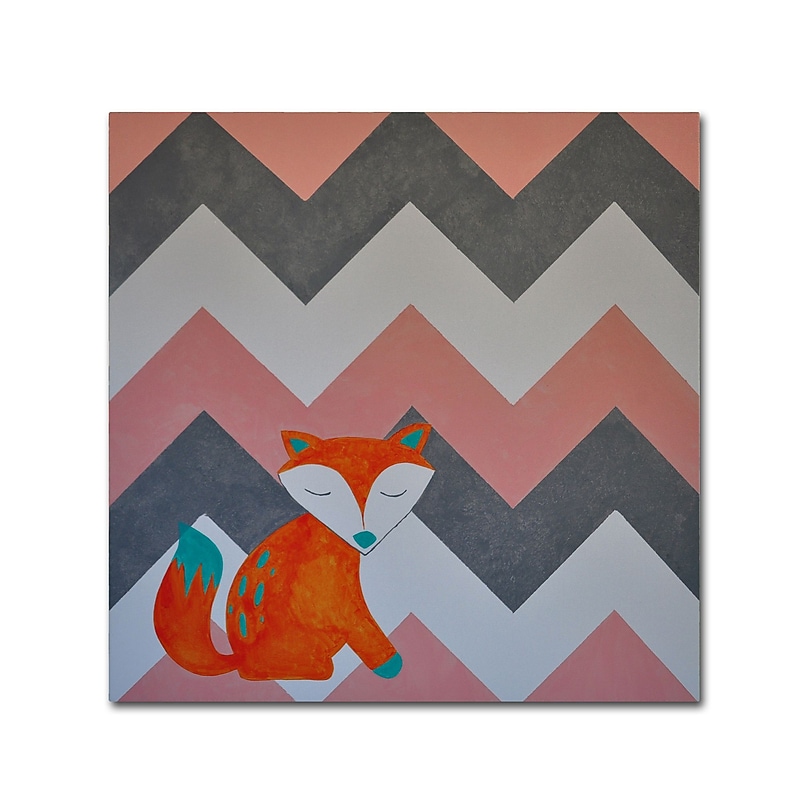 Trademark Fine Art ''Fox on Chevron'' by Nicole Dietz 35" x 35" Canvas Art (ND092-C3535GG) image 1