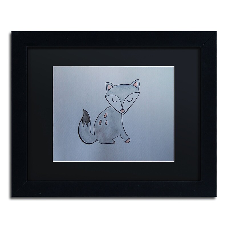 Trademark Fine Art ''Gray Fox'' by Nicole Dietz 11" x 14" Black Matted Black Frame (ND093-B1114BMF) image 1