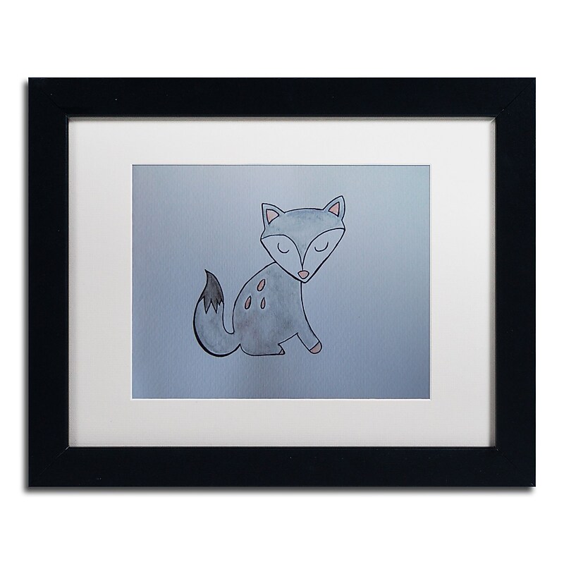 Trademark Fine Art ''Gray Fox'' by Nicole Dietz 11" x 14" White Matted Black Frame (ND093-B1114MF) image 1