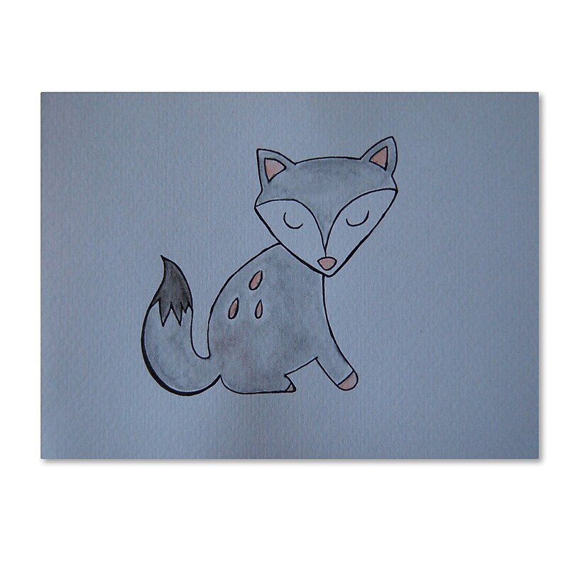 Trademark Fine Art ''Gray Fox'' by Nicole Dietz 14" x 19" Canvas Art (ND093-C1419GG) image 1