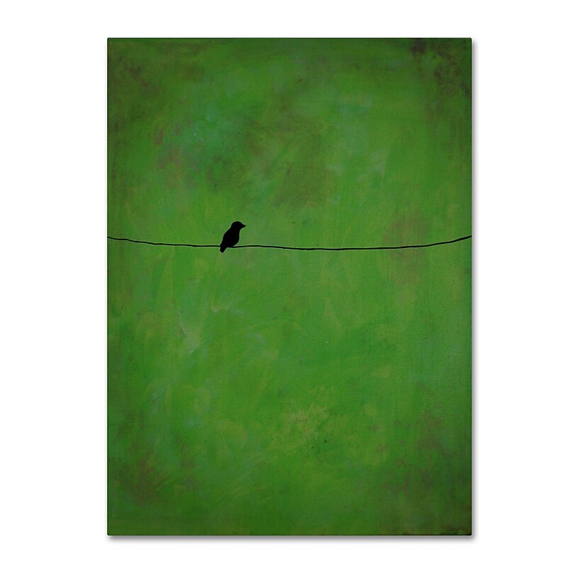 Trademark Fine Art ''Lone Bird Green'' by Nicole Dietz 24" x 32" Canvas Art (ND095-C2432GG) image 1