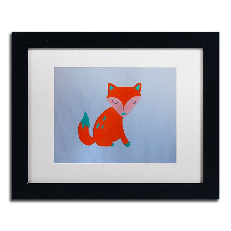 Trademark Fine Art ''Orange Fox'' by Nicole Dietz 11" x 14" White Matted Black Frame (ND096-B1114MF) image 1