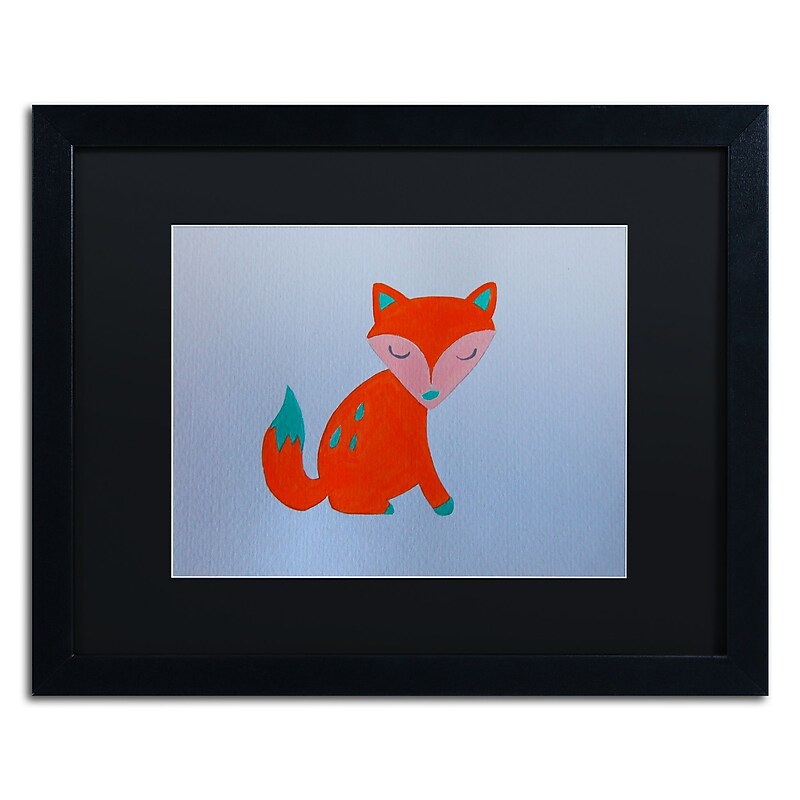 Trademark Fine Art ''Orange Fox'' by Nicole Dietz 16" x 20" Black Matted Black Frame (ND096-B1620BMF) image 1