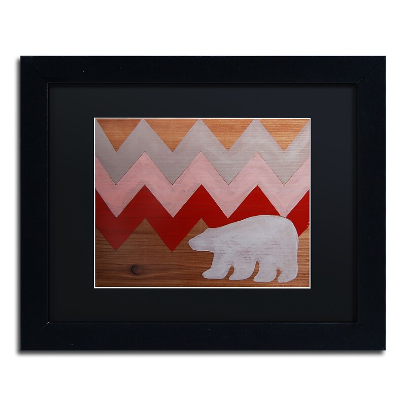 Trademark Fine Art ''Polar Bear Red'' by Nicole Dietz 11" x 14" Black Matted Black Frame (ND098-B1114BMF) image 1