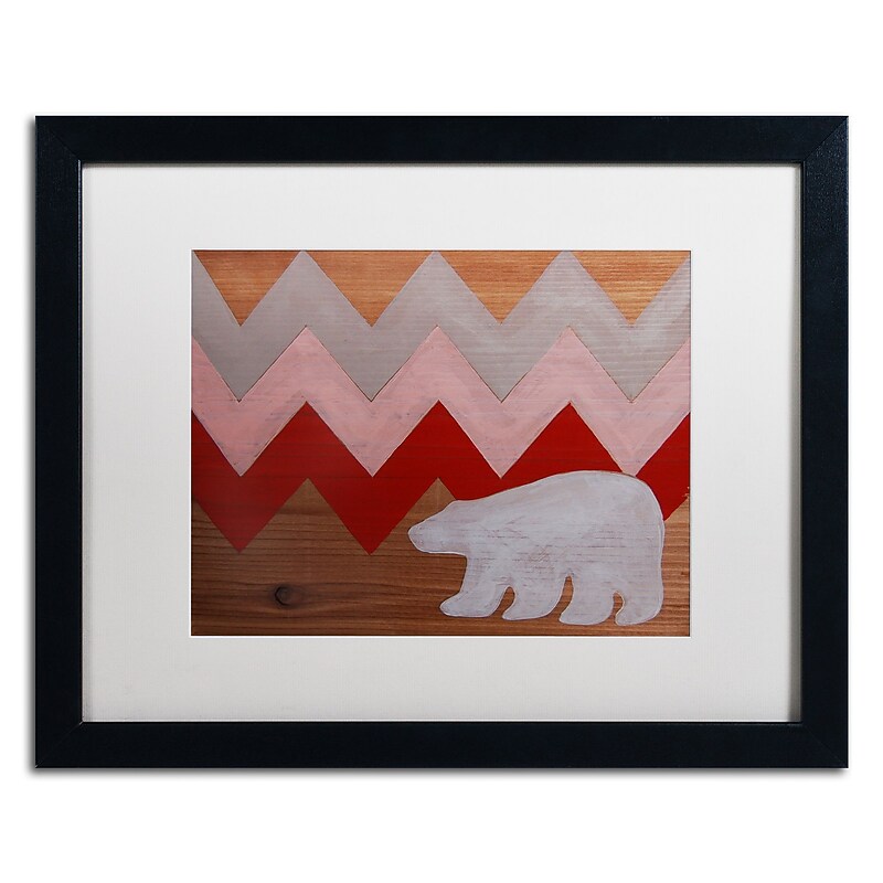 Trademark Fine Art ''Polar Bear Red'' by Nicole Dietz 16" x 20" White Matted Black Frame (ND098-B1620MF) image 1