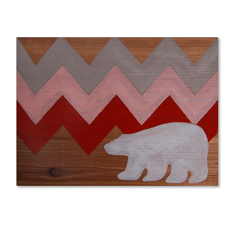 Trademark Fine Art ''Polar Bear Red'' by Nicole Dietz 14" x 19" Canvas Art (ND098-C1419GG) image 1
