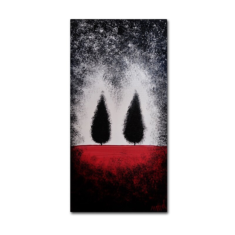 Trademark Fine Art ''Trees on Red'' by Nicole Dietz 12" x 24" Canvas Art (ND102-C1224GG) image 1