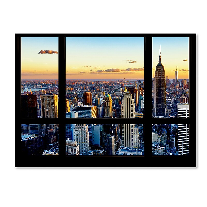Trademark Fine Art ''Window View NYC Sunset 2'' by Philippe Hugonnard 35" x 47" Canvas Art (PH0002-C3547GG) image 1