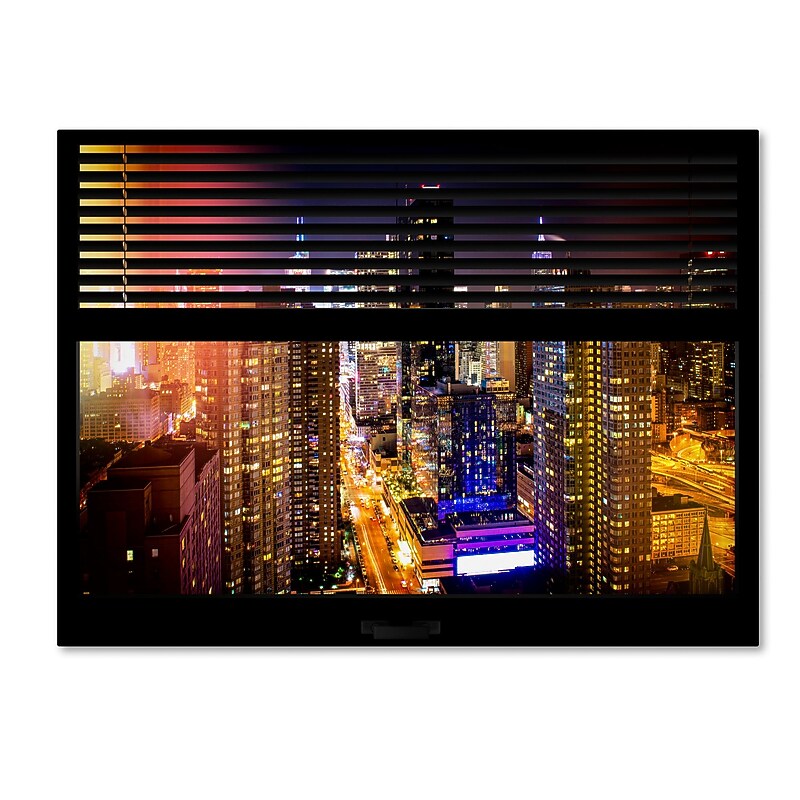 Trademark Fine Art ''Window View Manhattan Night 1'' by Philippe Hugonnard 24" x 32" Canvas Art (PH0005-C2432GG) image 1