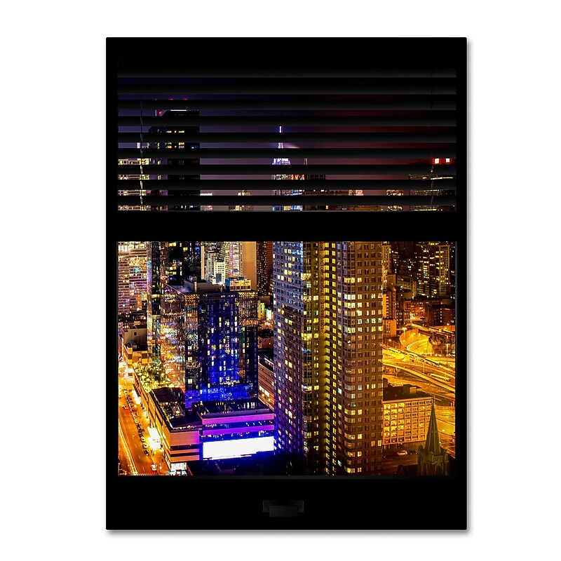 Trademark Fine Art ''Window View Manhattan Night 6'' by Philippe Hugonnard 24" x 32" Canvas Art (PH0008-C2432GG) image 1