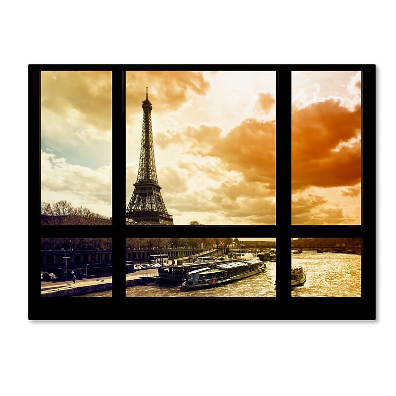 Trademark Fine Art ''Window View Paris at Sunset 2'' by Philippe Hugonnard 35" x 47" Canvas Art (PH0010-C3547GG) image 1