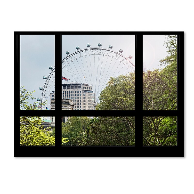 Trademark Fine Art ''Window View The London Eye 1'' by Philippe Hugonnard 35" x 47" Canvas Art (PH0018-C3547GG) image 1