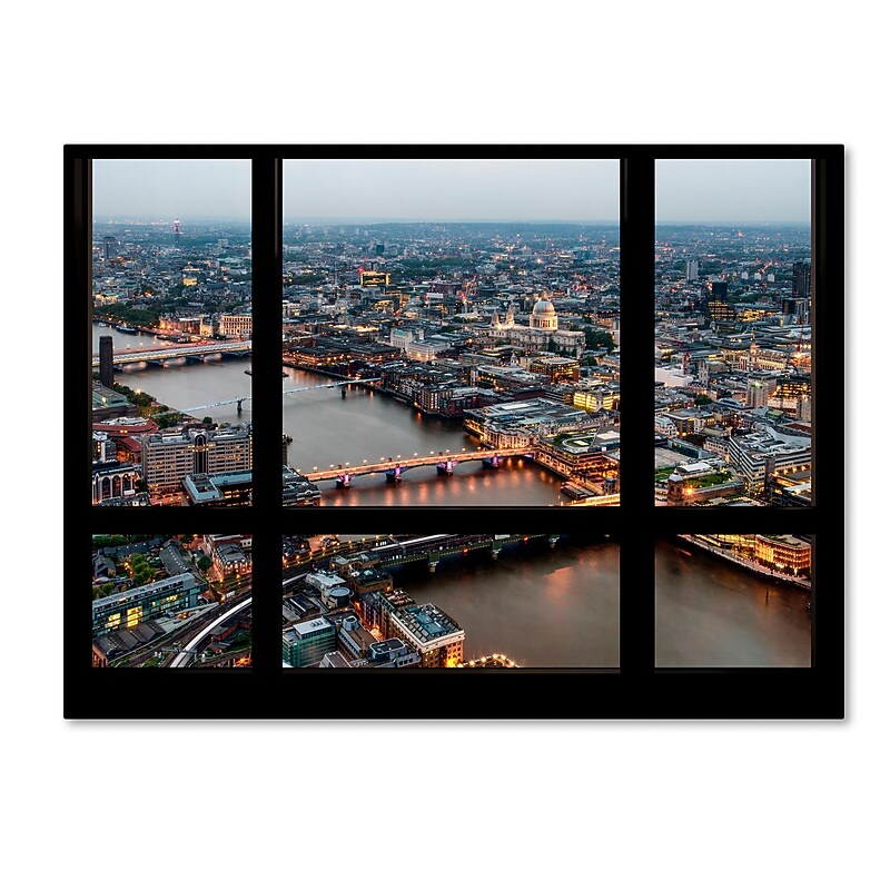 Trademark Fine Art ''Window View London at Dusk 2'' by Philippe Hugonnard 35" x 47" Canvas Art (PH0043-C3547GG) image 1