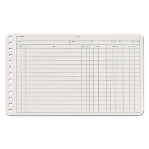 Adams Ledger Binder Refill Sheets, 6Ring, 5 X 8 1/2, Green/white, 100