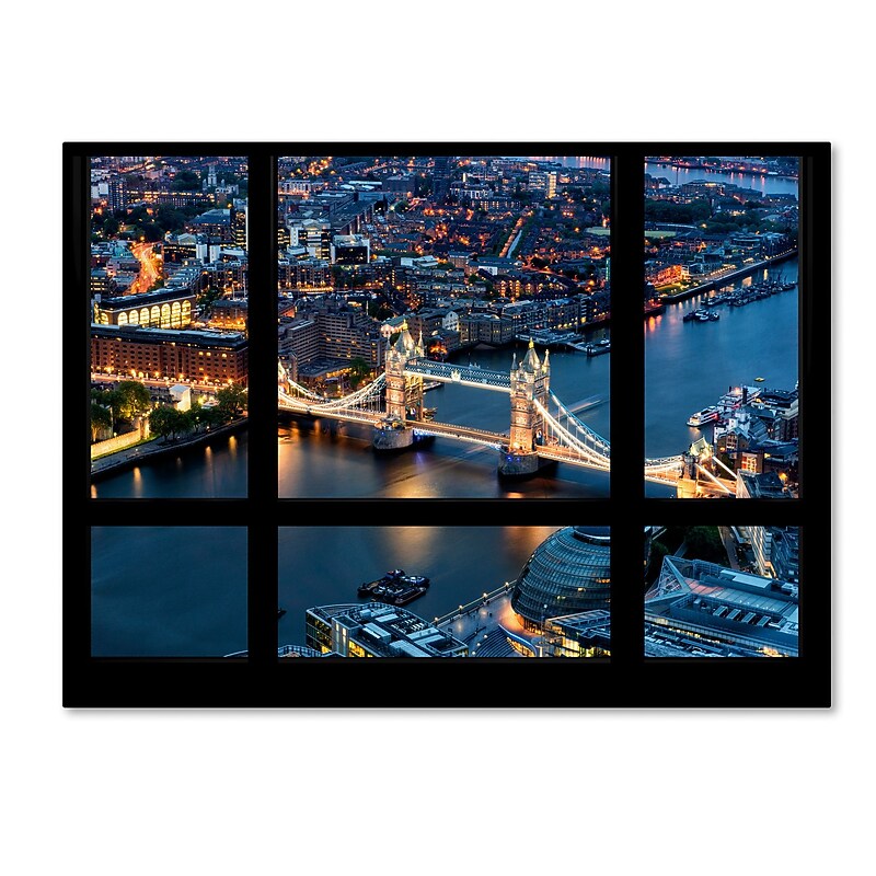 Trademark Fine Art ''Window View London Bridge 2'' by Philippe Hugonnard 35" x 47" Canvas Art (PH0047-C3547GG) image 1