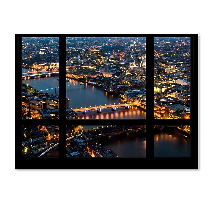Trademark Fine Art ''Window View London by Night 2'' by Philippe Hugonnard 35" x 47" Canvas Art (PH0049-C3547GG) image 1