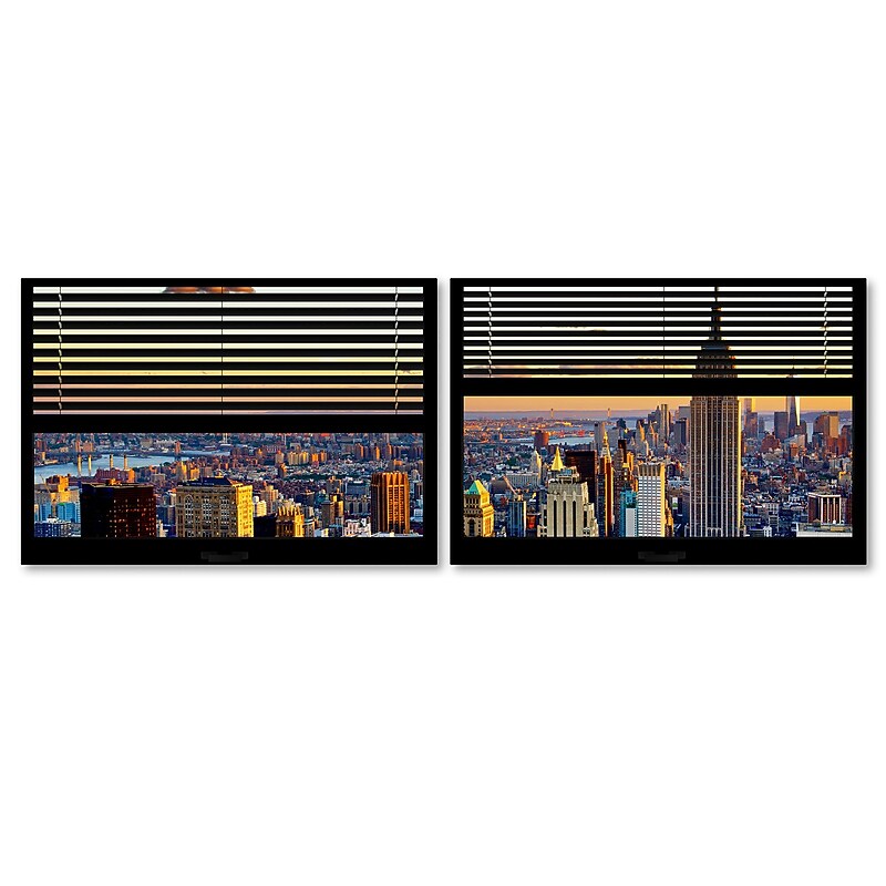 Trademark Fine Art ''Window View NYC Sunset 3'' by Philippe Hugonnard 27" x 33" Multi Panel Art Set (PH0056-P2-SET) image 1