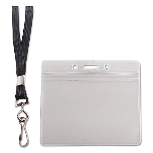 Advantus Resealable Id Badge Holder with Lanyard, Horizontal, 3 3/4" x