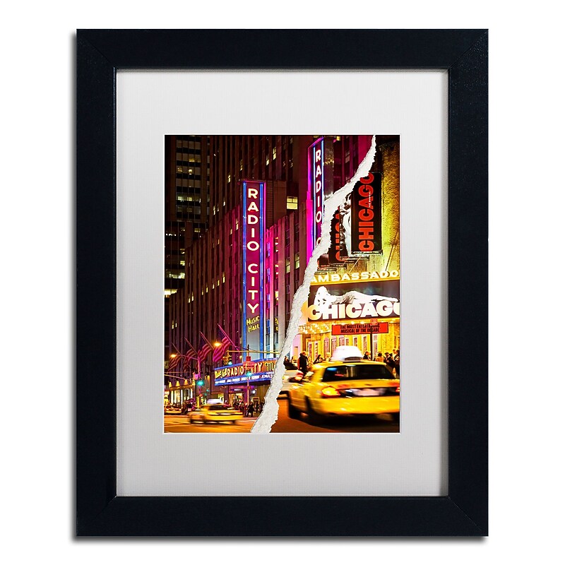 Trademark Fine Art ''Taxis Manhattan'' by Philippe Hugonnard 11" x 14" White Matted Black Frame (PH0074-B1114MF) image 1