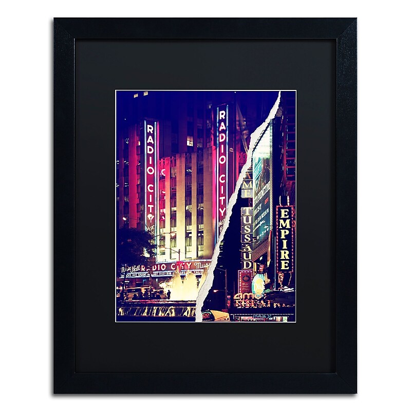 Trademark Fine Art ''Times Square Theater District'' by Philippe Hugonnard 16" x 20" Black Matted Black Frame (PH0089-B1620BMF) image 1