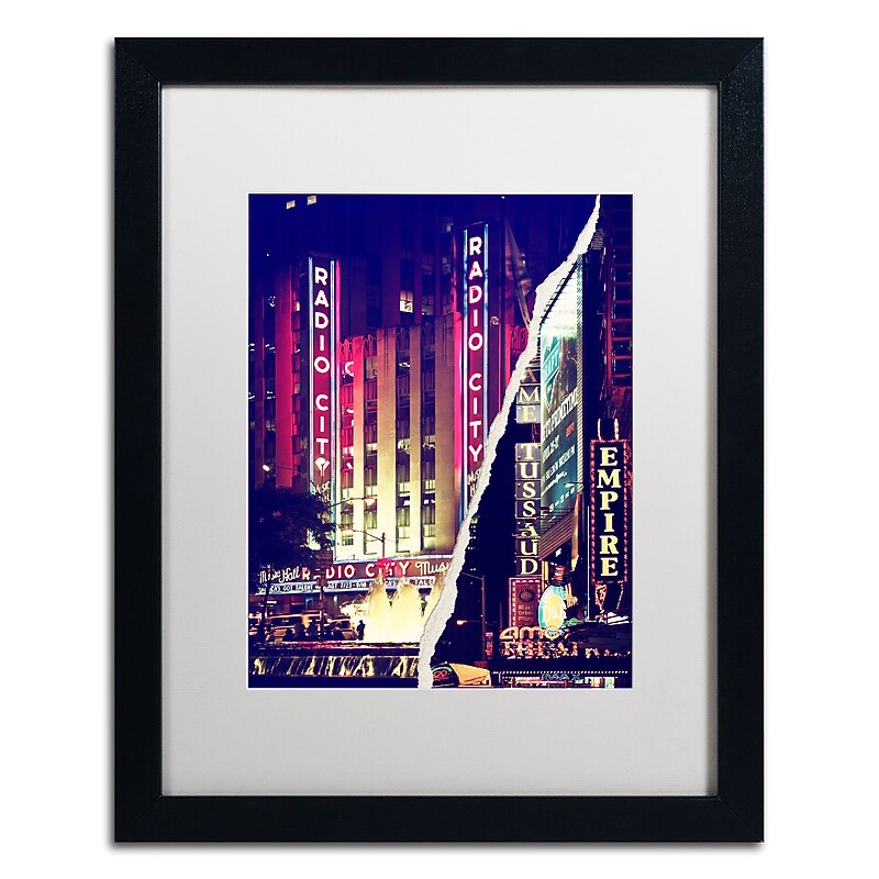 Trademark Fine Art ''Times Square Theater District'' by Philippe Hugonnard 16" x 20" White Matted Black Frame (PH0089-B1620MF) image 1