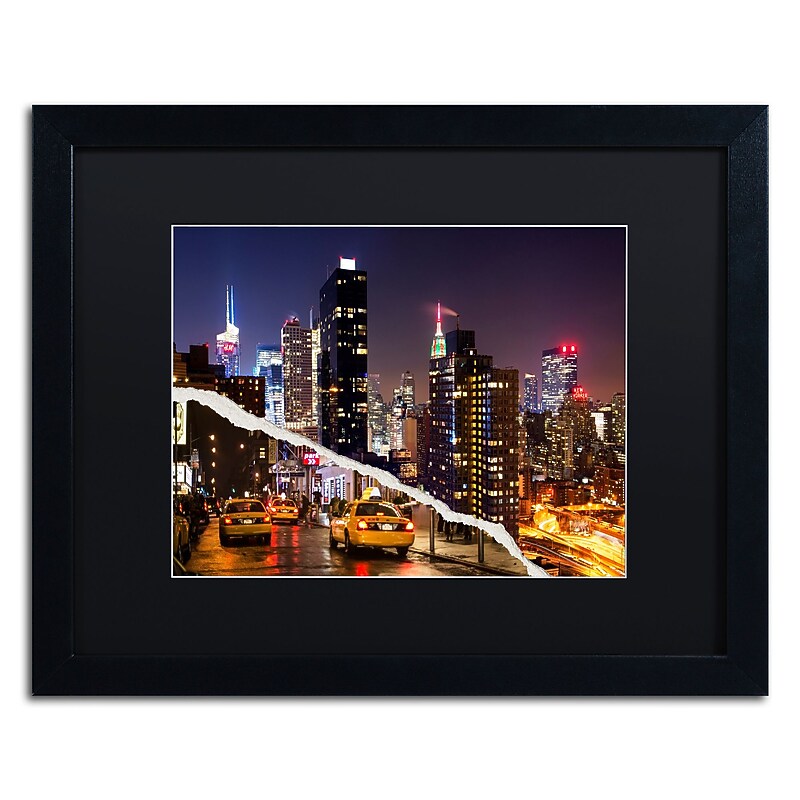 Trademark Fine Art ''Life Taxis in New York'' by Philippe Hugonnard 16" x 20" Black Matted Black Frame (PH0091-B1620BMF) image 1