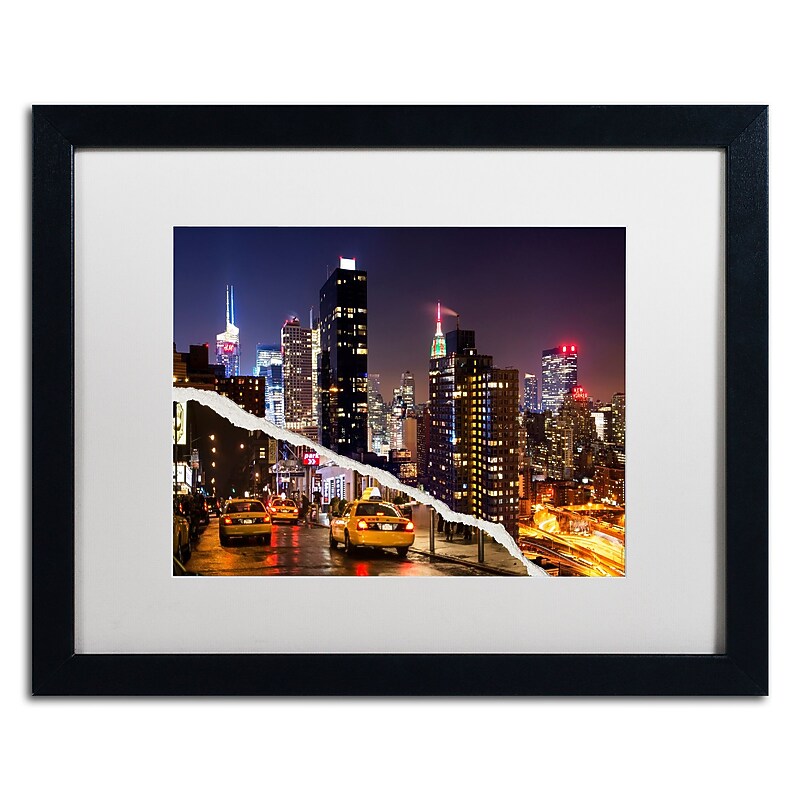 Trademark Fine Art ''Life Taxis in New York'' by Philippe Hugonnard 16" x 20" White Matted Black Frame (PH0091-B1620MF) image 1