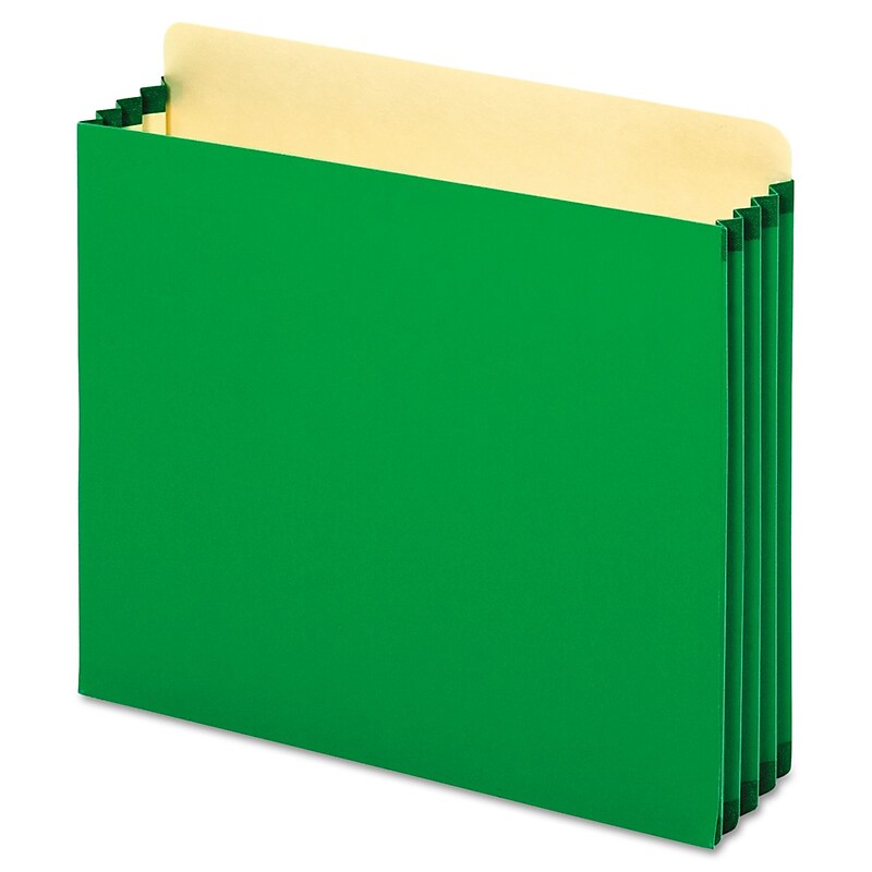 Pendaflex Reinforced File Pocket, 3 1/2" Expansion, Letter Size, Green (FC1524P GRE) image 1