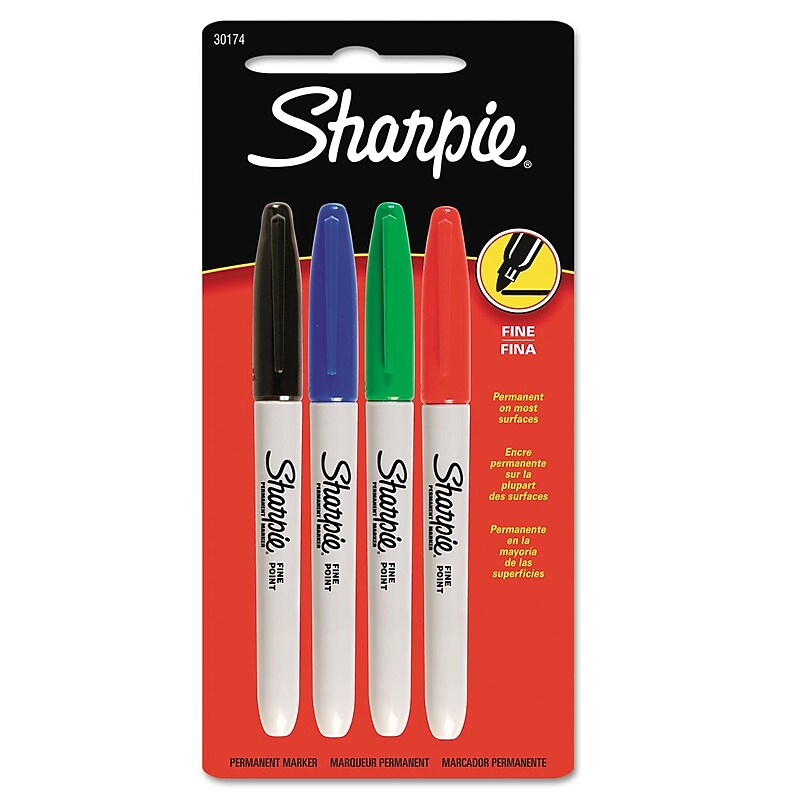 Sharpie Alcohol Markers, Fine Tip, Assorted Inks, 4/Set (30174) image 1