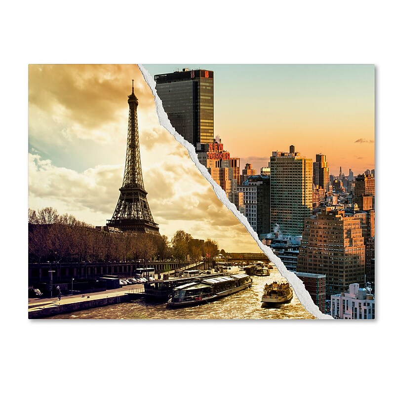 Trademark Fine Art ''Sunset in Paris and New York'' by Philippe Hugonnard 35" x 47" Canvas Art (PH0114-C3547GG) image 1