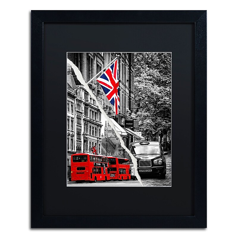 Trademark Fine Art ''London Bus'' by Philippe Hugonnard 16" x 20" Black Matted Black Frame (PH0126-B1620BMF) image 1