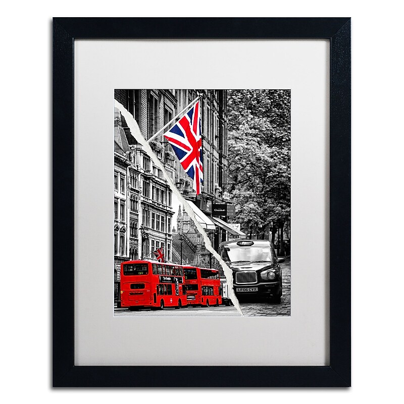 Trademark Fine Art ''London Bus'' by Philippe Hugonnard 16" x 20" White Matted Black Frame (PH0126-B1620MF) image 1